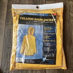 Yellow Rain Jacket Large L Heavy Duty PVC with detachable hood West Chester